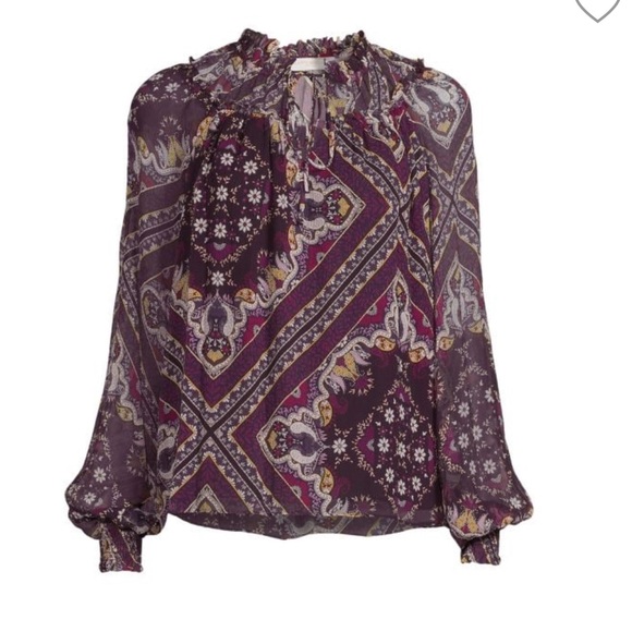 Saffron Mixed Print Silk Blouse from Ramy Brook - Picture 3 of 9